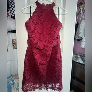 Burgandy / Maroon Lace Party Dress